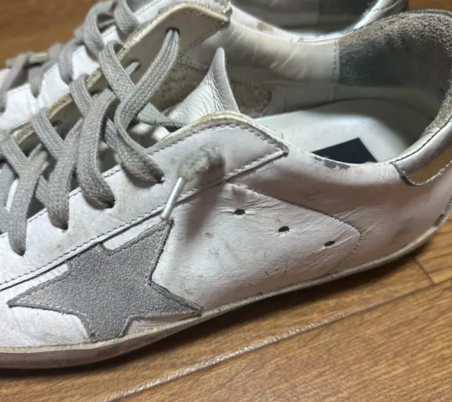 GOLDEN GOOSE SUPERSTAR Leather Sneakers EU Size 38 Star White Silver Women