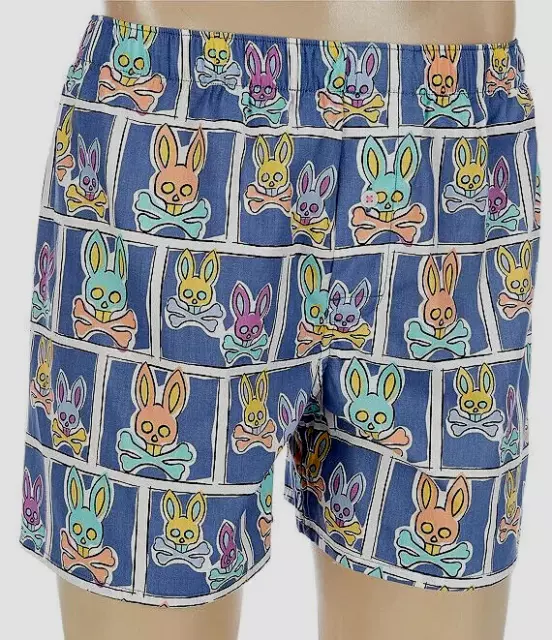 New Psycho Bunny Men's 100% Cotton Woven Boxers Shorts Bunny Allover Underwear