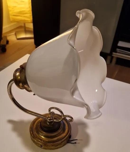 antike Jugendstil Wandlampe Kupfer Kristall Glas Lampe
