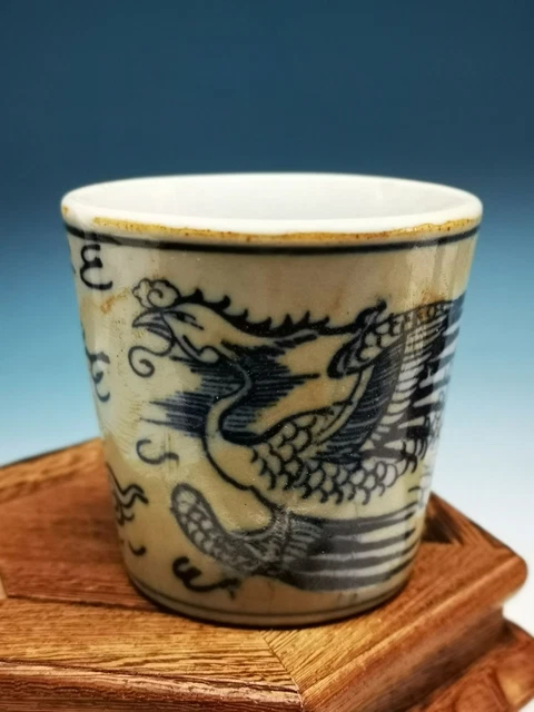 Exquisite Workmanship Old Chinese Blue And White Porcelain Phoenix Cup R21