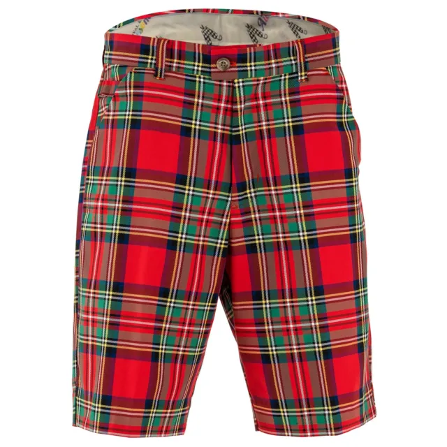 Royal and Awesome Herren Golfshorts Stewart Tartan rot Golfshorts Taille 30 - 44 3
