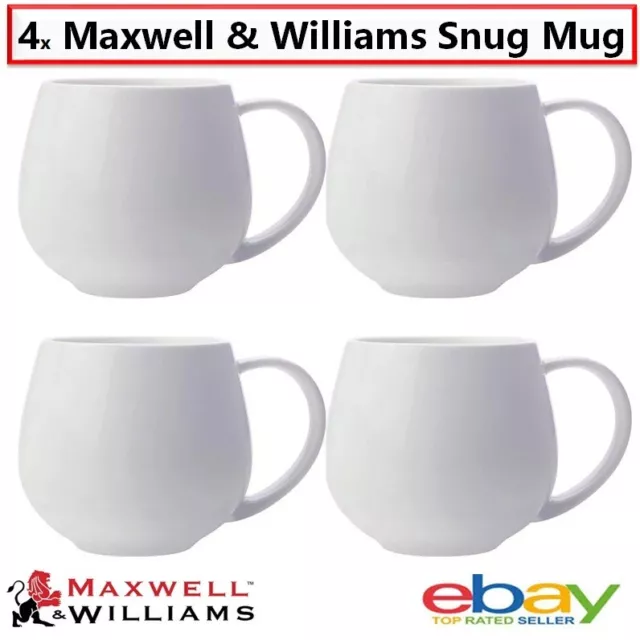 4x Maxwell & Williams Snug Mugs Rounded Coffee Tea Hot Beverage Cup 450ml Modern