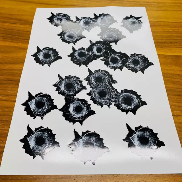 Einschuss-Löcher Sticker Set I 4 Blätter Bullet-Holes als Auto