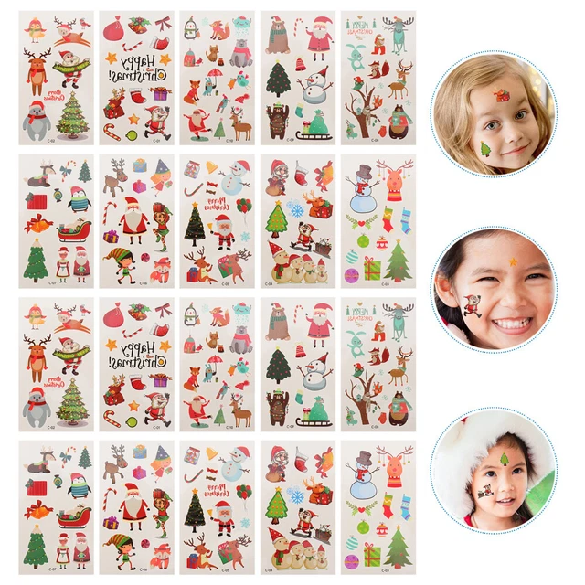 20 Sheets Weihnachts-Tattoo-Aufkleber Kind Weihnachtsfreigabe