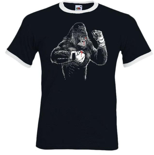 T-shirt boxe gorilla uomo palestra divertente MMA Muay Thai kick boxing top allenamento