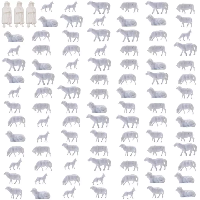 AN8703B 100pcs HO Scale 1:87 UnPainted White Farm Animals Sheep Dog Shepherd