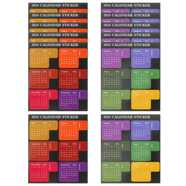 12 SHEETS OF Calendar Stickers 2024 Schedule Calendar Stickers Monthly