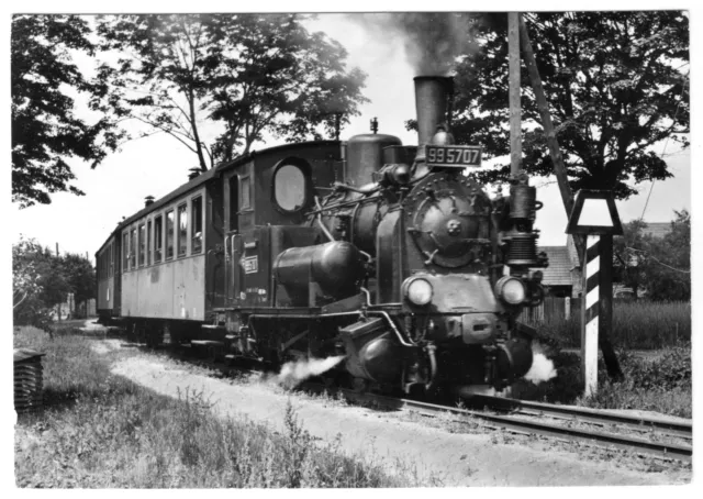 Postcard, Spreewald, train of the Spreewaldbahn with steam locomotive on the track, 1976