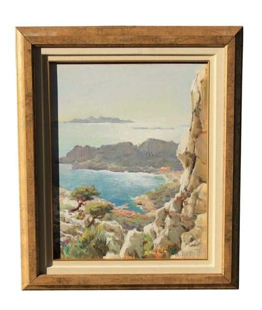 La Calanque De Sormiou, Pintado Aceite En Mesa, Ángel Abrate (1900-1985)