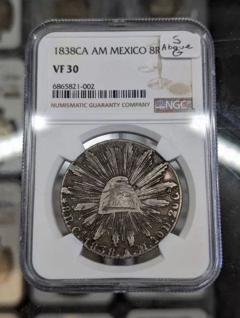 1838 Ca AM Mexico 8 Reales. NGC VF30. RARE Chihuahua Mint Coin.
