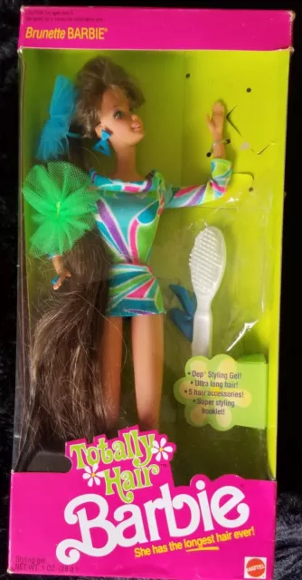 Vintage 1991 Brunette Totally Hair Barbie Doll with Box