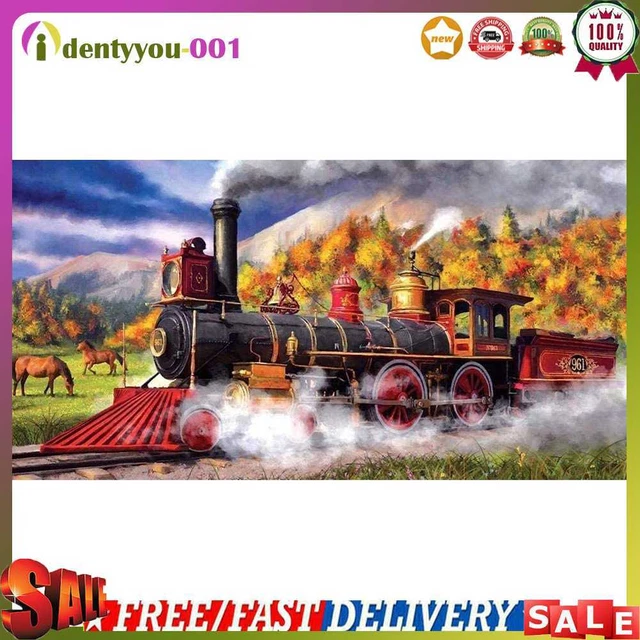 Pintura al óleo del tren de la pradera por números hágalo usted mismo pintada a mano sobre lienzo de pared imágenes artísticas