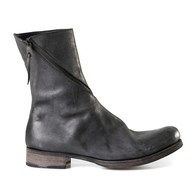 MA+ MAURIZIO AMADEI Spiral Side Zip Boot S1G3Z Black Grey 