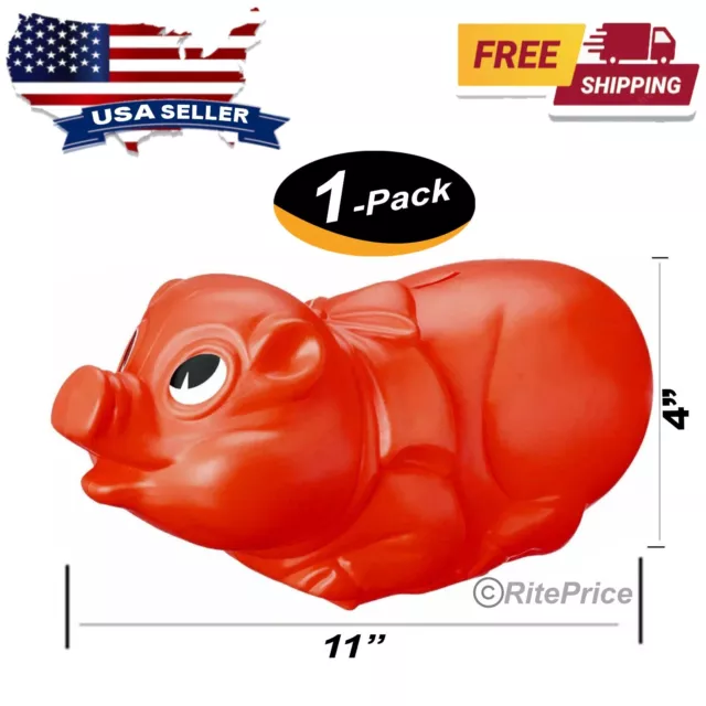 11" Plastic Piggy Bank (Red) Saving Money The Fun Way Tuff Pig Big - (1 Pack)