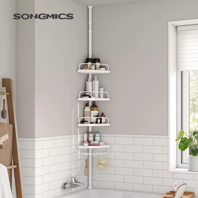 Songmics Adjustable Bathroom Corner Shelf with 4 Trays White