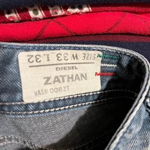Diesel Zathan Faded Denim Blue Men’s Flare Boot Cut Baggy Jeans Size 33x32 3
