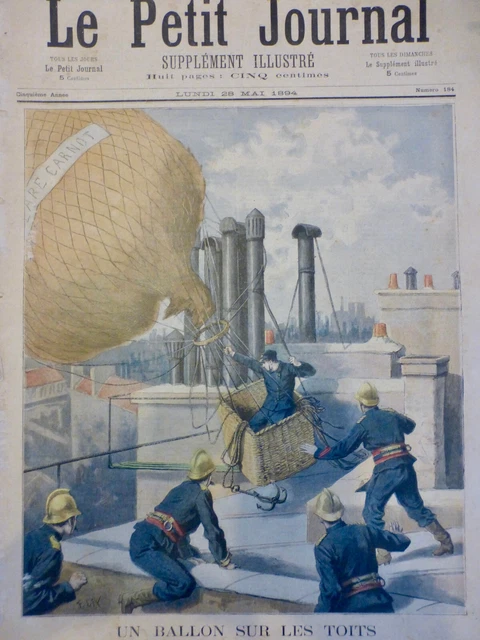 1894 Pj Aviation Aeronautics Ball Airship Roof Fireplace Fireman