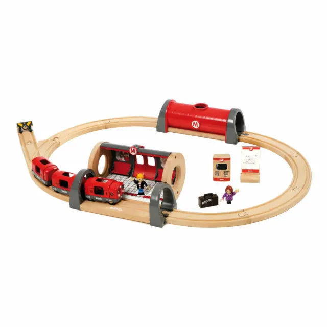 BRIO Metro Bahn Set 20-tlg. Holzeisenbahn Holzspielzeug Holz Spielzeug 33513