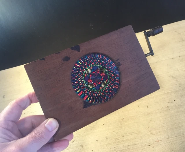 Victorian Hand Painted Rotating Magic Lantern Slide Chromatrope Kaleidoscope