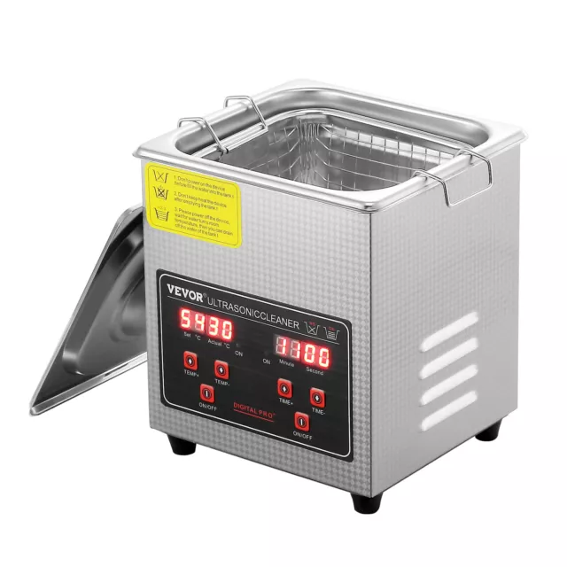 VEVOR 2L Ultrasonic Cleaner with Timer Heating Machine Digital Sonic Cleaner