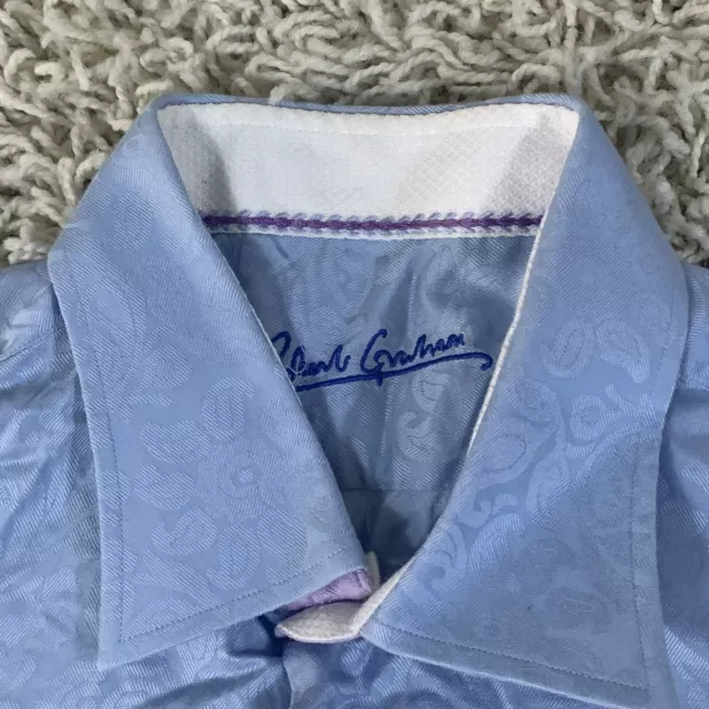 ROBERT GRAHAM MEN'S Blue Paisley Cuffs Long Sleeve Button Up Shirt XL ...