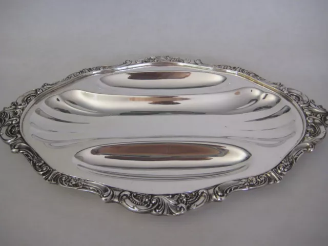Wallace Baroque #221 3-PRT Relish Silverplate Oval Plate, 13 1/2" X 9 3/4"