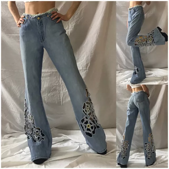 High Waist Jeans Pants for Women with Stretch Women Fashion Embroidery Hollowing