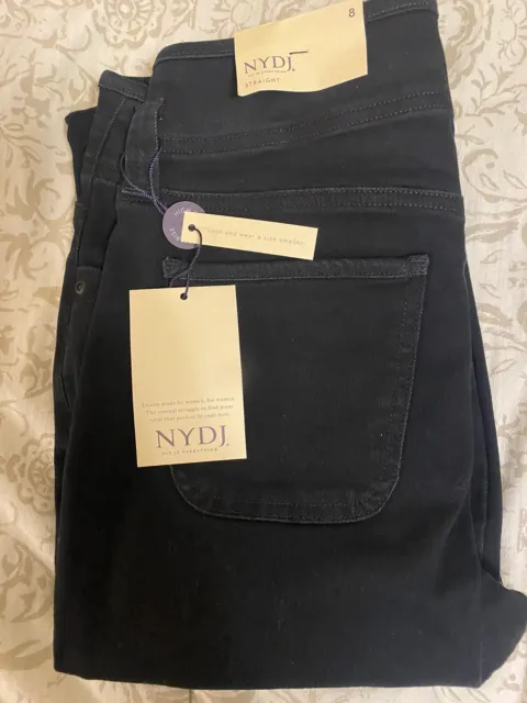 NYDJ High Rise Marilyn Straight Jeans with Frayed Hem-Huntley Size 8