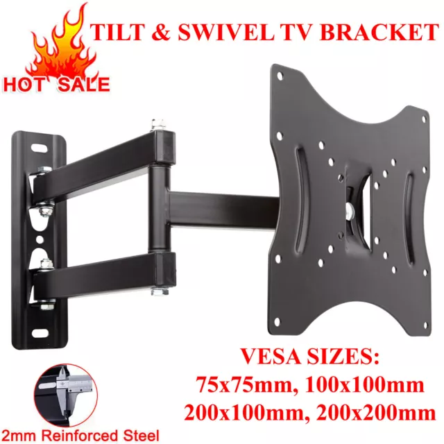 Tv Wall Bracket Mount 10-42" Swivel & Tilt Full Motion For Led Plasma Television