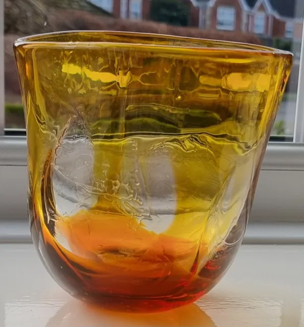 Amber Hand Blown Studio Glass Vase