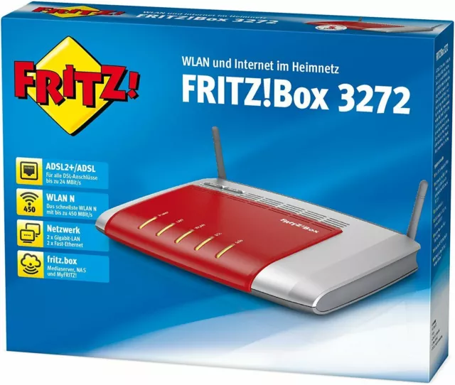 AVM Fritz!Box 3272 WLAN Router ( ADSL, 450 Mbit / S, 2 Lan Gigabit) " Buono "