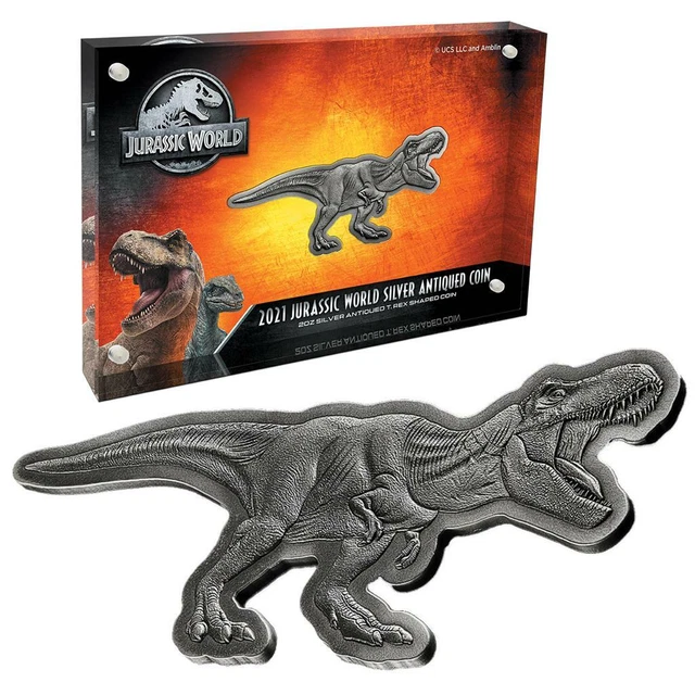 Silbermünze Jurassic World™ T-Rex 2021 - Niue - 2 Oz Antik Finish