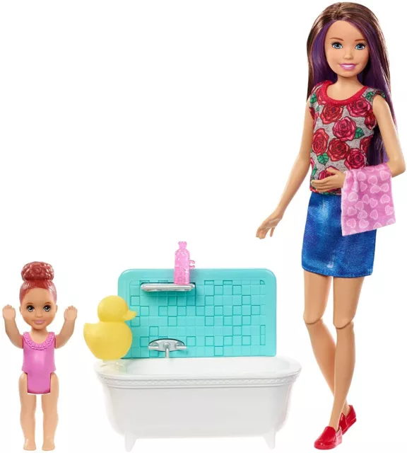 Barbie Skipper Babysitters Inc. Bath Time Playset with Toddler Doll & Bathtub 2
