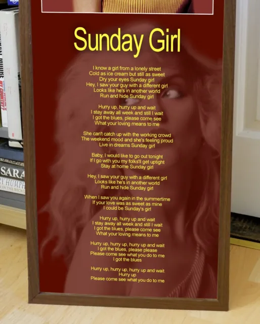Blondie Sunday Girl Poster Lyric Sheet, Atomic, Call Me, Heart Of Glass 3