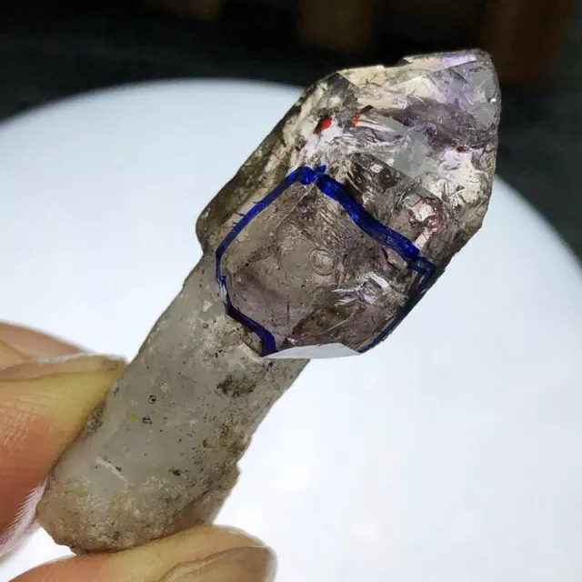 TOP NATURAL Amethyst Super Seven Water Bubble Enhydro QUARTZ Sceptre Crystal 15g