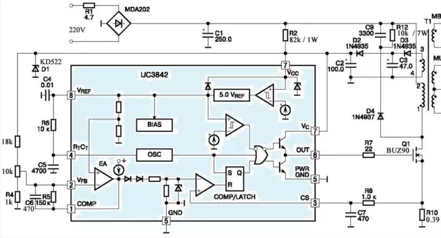 2 Stk. UC3842 : “HIGH PERFORMANCE CURRENT MODE PWM CONTROLLER” von “ST” 3