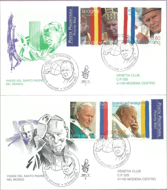 2004 Fdc Venetia N 369 Vaticano Viaggi Del Papa Viaggiate Mf27985