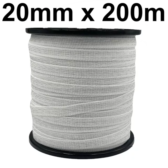 Premium Elektrisches Zaunband 20 mm x 200 Meter 140 kg 5 x 0,16 mm Weiß Poly Zaun