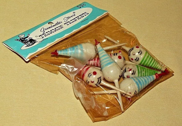 Clown Cake Toppers Grandmothers Stovers Trimmin Trinkets Tall Cone Hat Cupcake.
