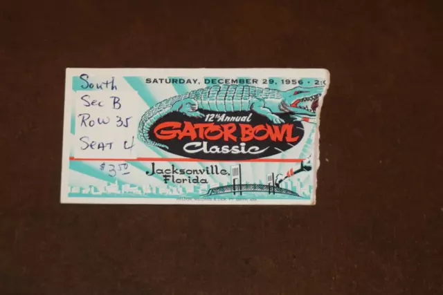 Vintage 1956 Gator Bowl Football Ticket Stub Georgia Tech Vs Pitt