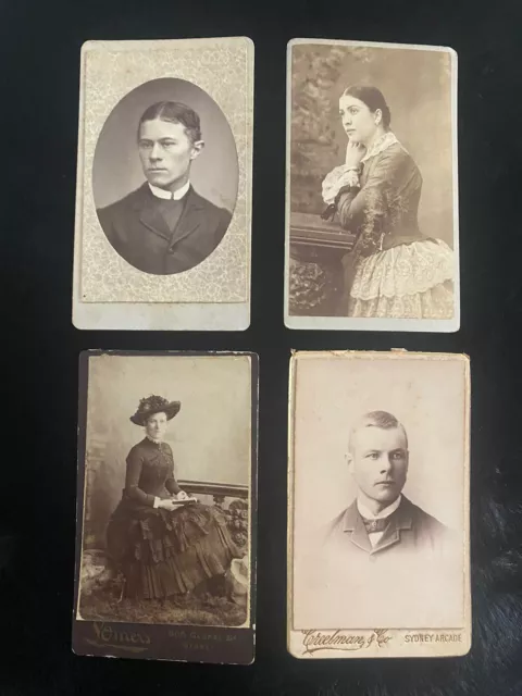 4 Small Antique  Cabinet Card Photos  taken in Sydney 6x 10cm