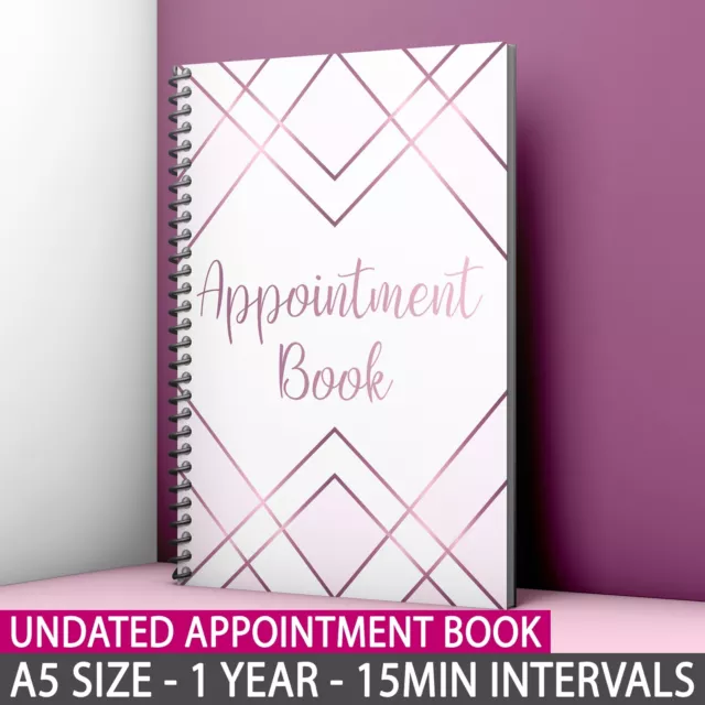 Undated Salon Appointment Book Beauty Salon 3 Columns 1 Year 52 Pages A4 / A5