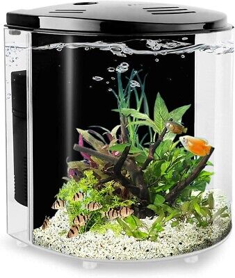 Aquarium Starter Kits Betta Fish Tank Goldfish Tank with LED Light and Filter...