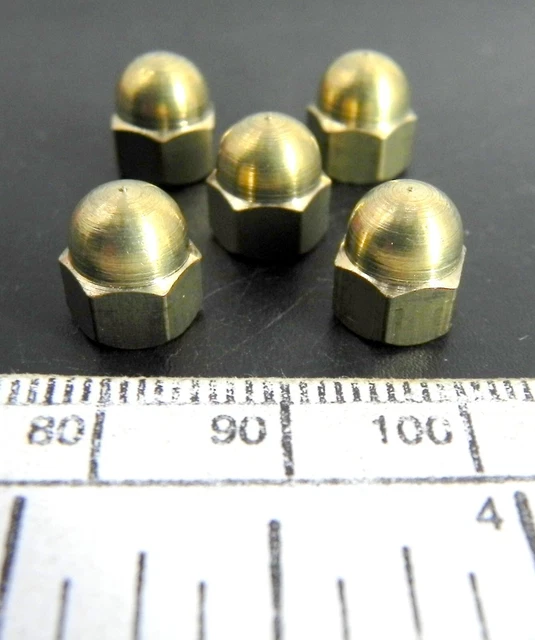 Écrous Bombés M3 En Laiton - Lot De 5 - Neuf