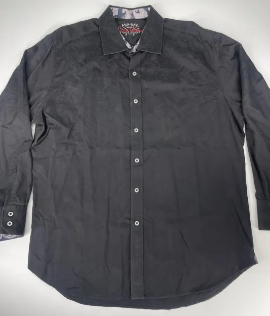 Robert Graham Black Paisley Button Shirt Black Mens Size 2XL