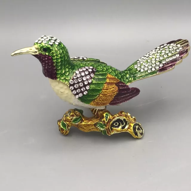 Colorful Bird Trinket Bejeweled Collectable Gift Home Decor Bird Enameled 5”