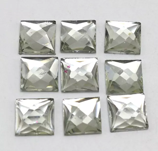 200 Clear Acrylic Flatback Faceted Square Rhinestone Gems 10X10mm No Hole