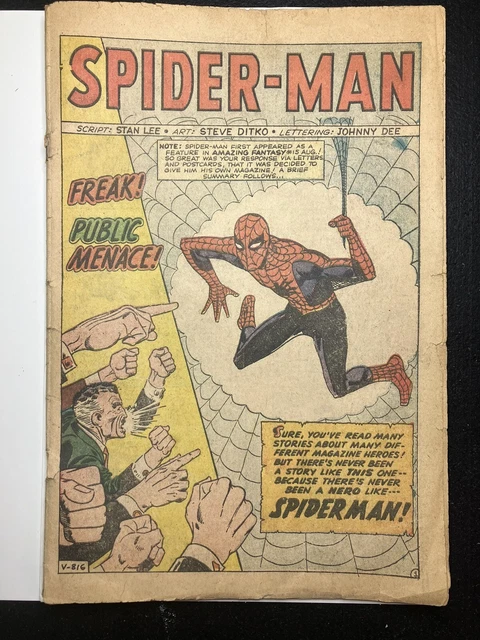 The Amazing Spiderman #1 1963 Coverless Complete 2nd Appearance Of Spider-Man🔥