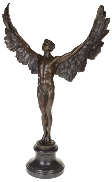 Statue Ange Ou Fée En Bronze Avec Base Marbre - Hauteur 51 Cm - Style Mythologique