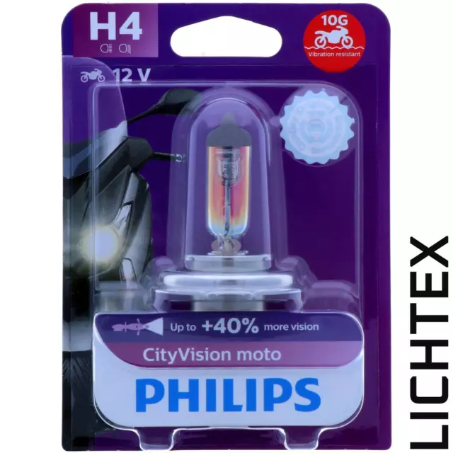 PHILIPS CityVision Moto 40% Mehr Licht Vibrationsfest Halogen Scheinwerfer NEW